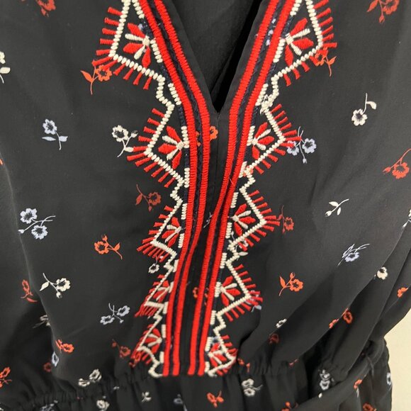 Gap Black Sleeveless Floral Maxi Dress Embroidered Vneck Wimsygoth Boho size Med - Picture 3 of 10